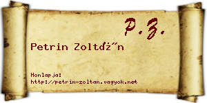 Petrin Zoltán névjegykártya